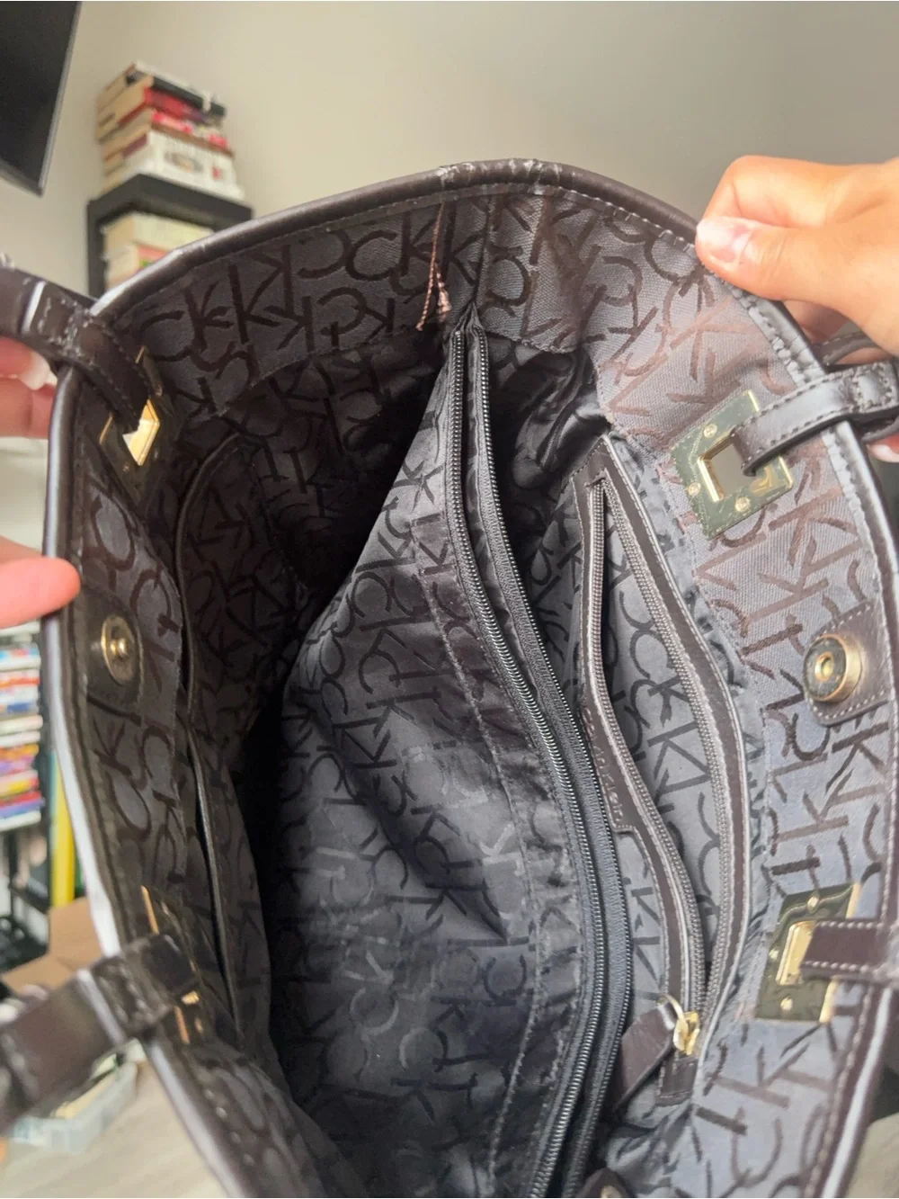 Calvin Klein Brown Monogram Logo Tote